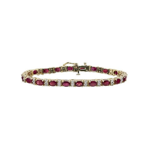 14K Yellow Gold 12.50 Ct. tw. Ruby and Diamond Bracelet - Picture 1 of 3